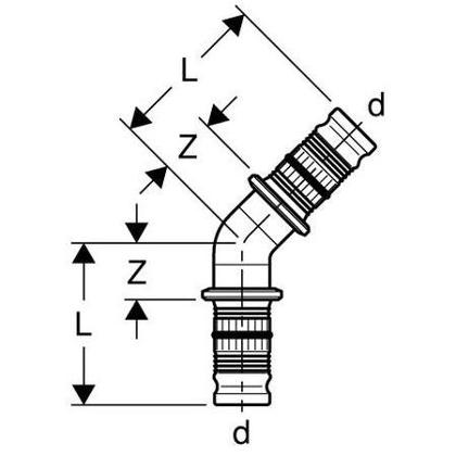 dad24 | 627.245.00.5 Geberit Mepla Winkel 45 Grad (PVDF)  63 mm 